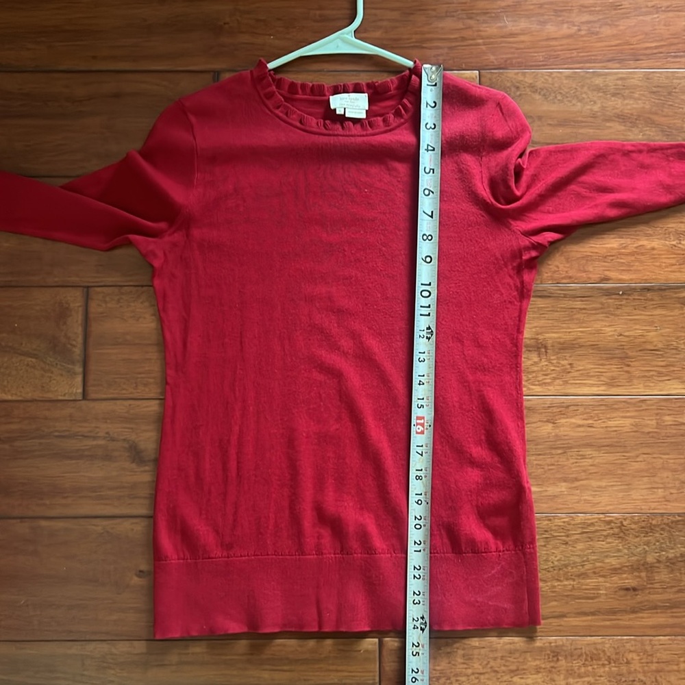 kate spade Red Ruffle Trim Crewneck Sweater - Picture 7 of 8